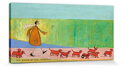 1art1 Sam Toft Poster Dackel Gewackel Bilder Leinwand-Bild Auf Keilrahmen | XXL-Wandbild Poster Kunstdruck Als Leinwandbild 60x30 cm