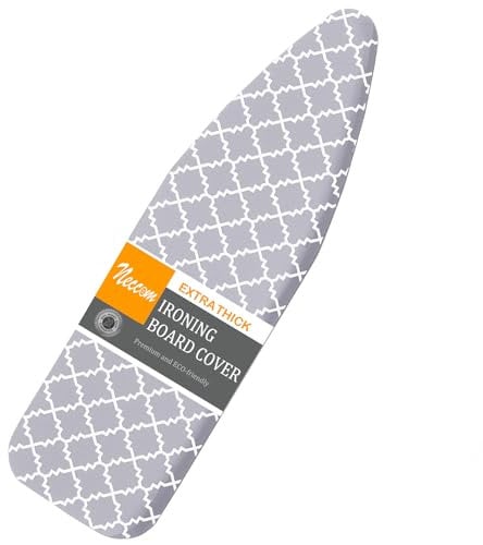 Neccom Ironing Board Cover and Pad Standard Size 15x54, Resists Scorching and Staining with Elastic Edge Heavy Duty Extra Thick Ironing Padding Cotton Ironing Board Covers