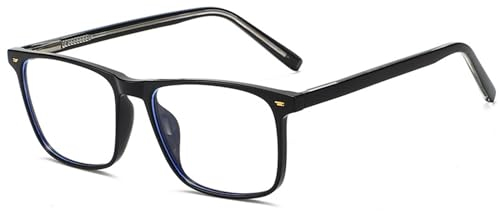 ANRRI Blaulicht-blockierende Brille, blendfrei, Blue-Ray-Nerd-Brillenrahmen, Anti-Überanstrengung, Computer-Gaming-Brille, für Herren und Damen, Schwarz , Large