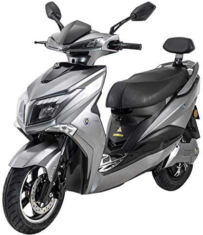 E-Roller 125er Angry Hawk, 80 km/h, 4000 Watt, Lithium-Akku, Elektro-Roller 125 CCM, Elektro Motorrad 125, 125er Elektroroller, E-Motorrad 125, E-Roller mit Straßenzulassung, Grau/Schwarz