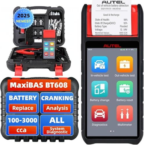 Getue Autel MaxiBAS BT608 (Plus Extra Screen Wiper) Intelligent Battery Health Cold Cranking Ability Electrical System Diagnostics Read/Clear Codes Upgraded BT508/BT506