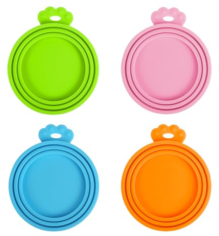 PetBonus Tierfutter-Dosendeckel Katzenfutter, Silikon Deckel für Hunde und Katzen Dosen, 3 in 1 Universal Dosendeckel für Katzenfutter Hundefutter, BPA-frei, spülmaschinenfest (4er Pack)