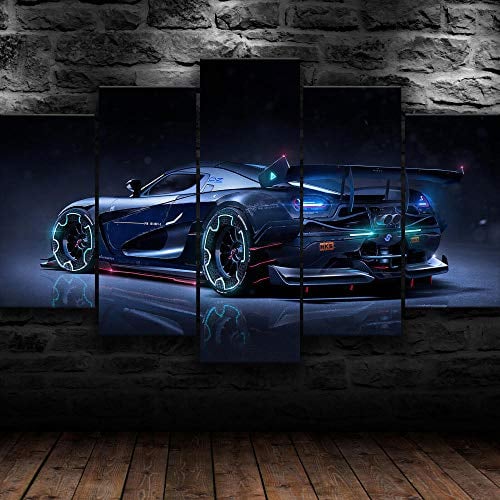 IKDBMUE 5 Teilig Art Bilder Wandbild Leinwand Koenigsegg Exotischer Auto Supercar Wohnzimmer Wohnung Wanddekoration Design Wand Bild Kunstdrucke Abstrakt Bilder Fertig Aufhängen