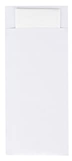 Bestecktasche | 85 x 200 mm | mit 2-lagiger Tissue-Serviette in Weiß | Besteckhülle | Besteckbeutel in verschiedenen Farben | (Weiß, 100)