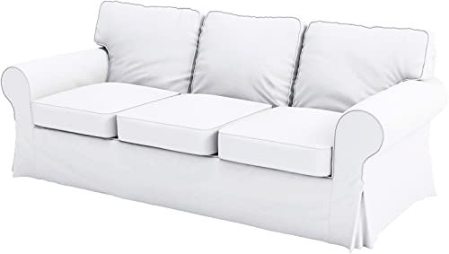 HomeTown Market Heavy Cotton Ektorp Sofa 3 Seat Cover Replacement is Made Compatible for IKEA Ektorp Three Seat Sofa (White Sofa)