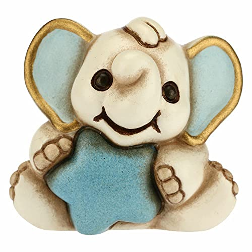 THUN - Soprammobile Elefantino con Stella Azzurra - Regalo di Nascita - Living, Arredare la casa, Soprammobili - Ceramica - 4x3,4x3,8 cm h
