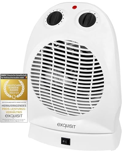 Exquisit Heizlüfter HL 32027 we | Heizlüfter 2000W & 1000W | Kaltstufe Ventilatorfunktion | Heizlüfter klein | heizen | Kippschutz | heaters for room weiß