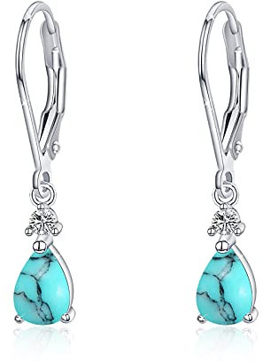 Türkis Ohrringe 925 Sterling Silber Tropfen Ohrstecker Schmuck Geschenk für Frauen Mädchen