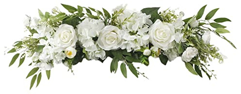 Panonw Künstliche Rosenblüten-Girlande, 49,7 cm, Hochzeitsbogen, Kranz, Blumen, Kunstgirlande mit Rose und grünen Blättern, für Zuhause, Hochzeit, Wandtürdekoration