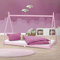 ML-Design Kinderbett Tipi 90x200 cm Rosa mit Lattenrost, Indianer Bett aus Massivholz, Hausbett für Mädchen, Kiefernholz, Bodenbett Kinderhaus Jugendbett Holzbett Bettenhaus Spielbett Bettgestell Zelt
