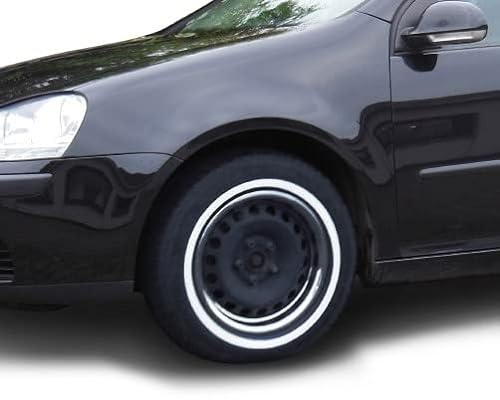 Hansen Styling Parts Universell passendes Felgenringset + Weißwandringe schwarz/weiß 14 Zoll - für PKW, Oldtimer, Youngtimer