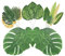 84 piezas de 10 decoraciones de hojas de palma falsas, hojas de plantas tropicales, decoraciones de fiesta de la selva, hojas de palma, decoraciones de boda, decoraciones de fiesta de cumpleaños
