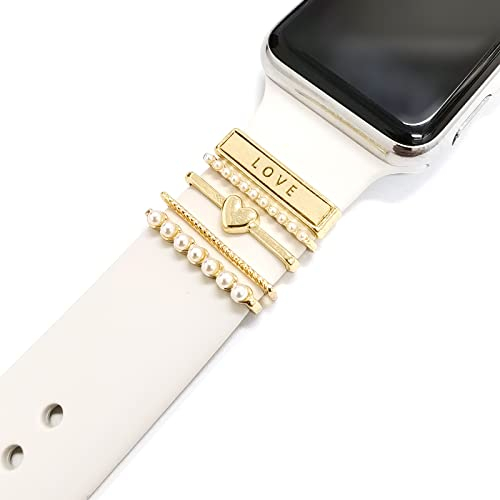 5 Stücke Edelstahl Dekorative Ringschlaufen Schmuck Uhrenarmband Zubehör Charms Kompatibel für Apple Watch Silikonbänder Charms für Galaxy Uhrenarmband Passend für alle Uhrenarmbänder