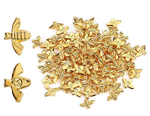 Bee Nail Charm, Bee Charms For Nails 100Pcs/Bag Metal Bees 3D Nail Decoration Metal Stick Gold Silver Nail Decals Manicure Gold Gold Bee Charm(Gold (100 pieces))