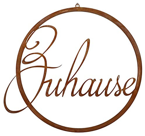 Rostikal Türschild Zuhause Deko Ø 38 cm Wanddeko Metall Gartendeko Rost Fensterdeko