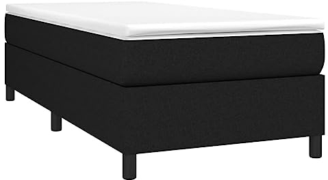 vidaXL Bettgestell, Polsterbett Bett für Schlafzimmer, Bettrahmen mit Lattenrost, Schlafzimmerbett Einzelbett, Schwarz 90x200cm Stoff