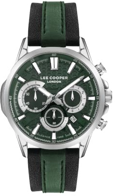 Lee Cooper Herren Multifunktions-grünes Zifferblatt Uhr - LC07493.377, Grün, Gurt