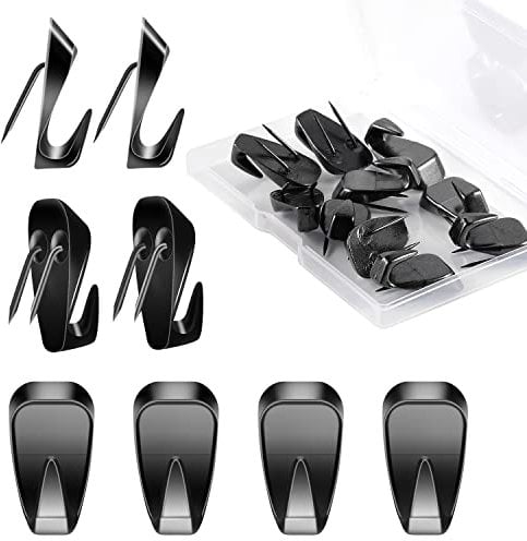 LUTER 15pcs Metal Cubicle Hooks, Fabric Wall Hooks Cubicle Hangers Push Pin Hangers Decorative Picture Hook for Hanging Picture Office Home Kitchen Supplies (Black)