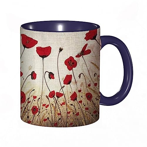 DHAEY Mug porcelaine fine Planter des fleurs coquelicot rouge |Mug humour pour collègue, amis, copains, frères et soeurs |Mug original avec