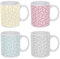 YöL Set Of 4 Mugs Leaf Botanical Themed Mug Set 11oz Perfect For Coffee & Tea AB Stoneware House Warming Gift New Home