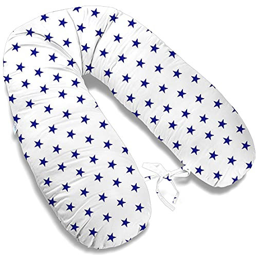 ekm trade 170cm XXL Typ I Stillkissen mit abnehmbarem Bezug Schwangerschaftskissen Lagerungskissen Seitenschläferkissen Handmade 100% Zertifizierte Baumwolle Geräuschlos (2, Kissen + Bezug)