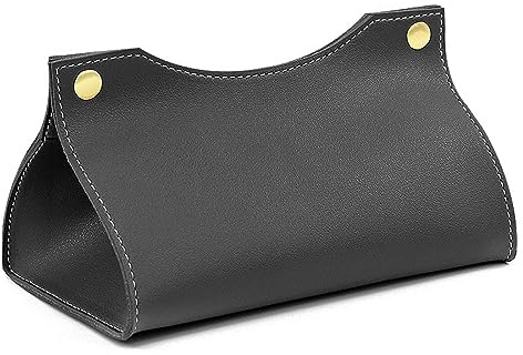 CRSUSUKJ Leder Tissue Box Tasche, Rechteckige Leder Kosmetiktücherbox, Kreative Taschentuchbox, für Zuhause, Wohnzimmer, Küche, Auto, Büro Tissue Storage (schwarz)