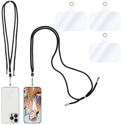 simarro Phone Lanyard, Adjustable Cell Phone Lanyard with 3pcs Phone Patches Universal Nylon Neck Strap Detachable Phone Crossbody Lanyard Compatible with Most Smartphones(Black)