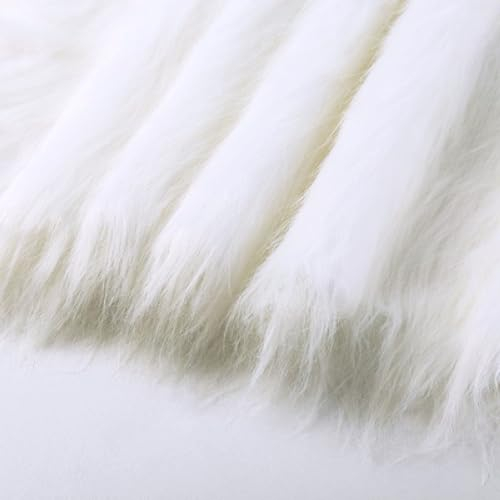 Duories 20cmx180cm Flauschige Kunstpelzband Kunstfell Band Fellstoff, Furry Faux Pelz Stoff Dekoband Zierband Plüsch Trim Plüschstoff Plüschband Borten Bänder zum Nähen Kleidung Weihnachtsdeko,Weiß