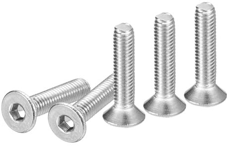 DTGN Tornillos de Cabeza Avellanada Hexagonal de Acero Inoxidable 304, M3-0.5 x 14 mm, Paquete de 50 Tornillos de Cabeza Plana con Rosca Completa