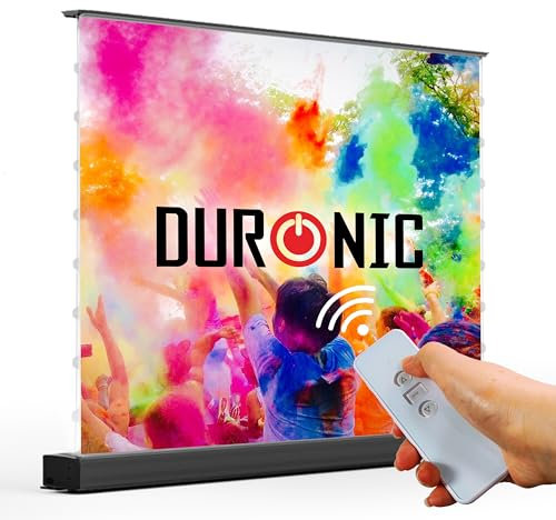 Duronic Electric Projector Screen EP-FPS120 PVC Floor Projection Grey Screen 16:9 Aspect Ratio, Enhanced contrast, Remote Controlled – Ideal for Home Theatres, Event Halls and Conferences