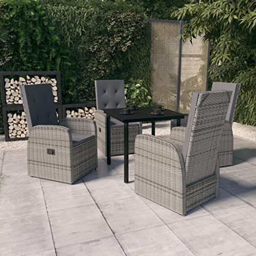 MNISDFL Gartenlounge Biertischgarnitur Terrassenmöbel 5-TLG. Garten-Essgruppe mit Kissen Grau