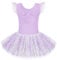Arshiner Kinder Ballettkleidung Tütü Ballettkleid Mädchen Schleife Baumwolle Balletttrikot kurz Ärmel Ballettanzug Tanzbody mit Glänzender Rock Tütü lila 160