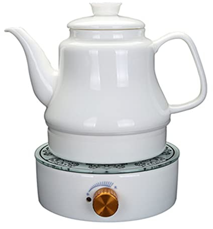 Bollitore elettrico Bollitore elettrico in ceramica in vetro Teiera per acqua senza fili Retro brocca da 0,9 l Base rimovibile 1350 W Protezione per ebollizione a secco Bollitore Dispenser di acq