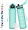 HoneyHolly Trinkflasche Sport, 500ml Auslaufsicher Kunststoff, Wasserflasche, Trinkflasche Kohlensäure Geeignet, Sportflasche für Fahrrad, Kinder, Schule, Fitness, Yoga, Blue Green