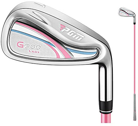 Lady's Golf Club Iron #7 - Carbon/Steel Shaft Women's Golf Iron, with A Stylish Golf Headcover (with Carbon Shaft(Pink))