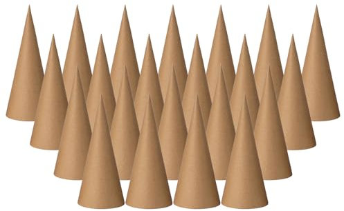 Crafjie Pappmaché-Zapfen, offener Boden, 25,4 x 10,2 cm, Papierkegel für DIY-Kunstprojekte, Weihnachtswichtel, Weihnachtsbaum, Weihnachtsmütze, Halloween-Dekorationen, Handwerk und Urlaubsdekoration,