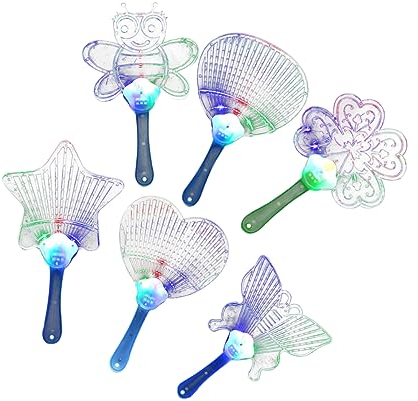 ORFOFE 8stücke Cartoon Led Handventilator Leuchtend Blinkend Flacher Handventilator Mehrfarbiges Led Blinken Kunststoff Griff Zufälliger Stil