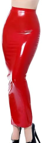 Generisch Damen Sexy Spiegel PU-Leder Freizeit Hohe Taille Eng Halber Körper Langer Rock DS Rollenspiel Bühne Kleidung