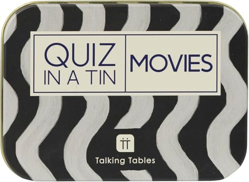 Talking Tables Movie Trivia Quiz Game, Secret Santa, Present, Question Cards After Dinner Party, Fun Travel Pocket Games for Kids, Adults, Card Games, Ages 14+
