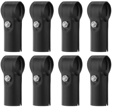 sourcing map 8Pcs T Pipe Clamp Connector, Structural Pipe Connector Chain Link Fence Clamp Stainless Steel Corner Fitting End Rails Clamp Fit OD 1 Inch(25mm), Black