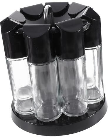 Amosfun Drehbarer Gewürzhalter für Küche und Grill, 1 Satz Glas ABS