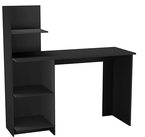 URBNLIVING Computer Desk Workstation with 4 Tier Shelves - Modern Home Office Study Writing Table, Compact & Durable, Storage Organizer