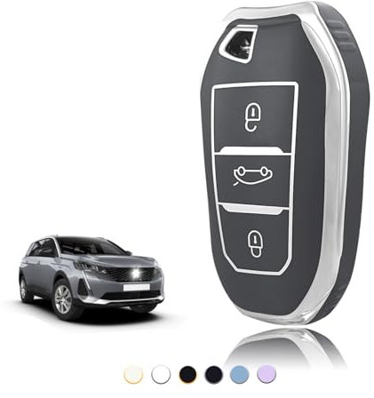 TOOMUME Schlüsselhülle TPU, Autoschlüssel Hülle Passt für Peugeot 208 308 508 2008 3008 5008 Rifter Citroen C3 Arricross C4 Picasso DS3 DS4 Berlingo, Schlüsselcover Schutz Schlüsselgehäuse - Smart Key
