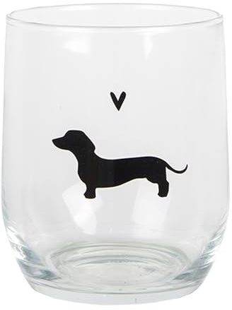 Clayre & Eef Wasserglas 300 ml Transparant Glas Dackel Trinkbecher