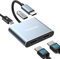 USB C to Dual HDMI Adapter, 4 in 1 HDMI Splitter for Dual Monitors 4K, USB 2.0, PD 100W, Dual HDMI Adapter for 2 Monitors HDMI Dual Monitor Adapter for MacBook Pro/Air, iPad, Surface, Dell, Chromebook