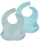Moonkie Silikon Lätzchen Baby 4er-Set, BPA-frei Abwaschbar Baby Lätzchen Wasserdicht Weich Langlebig Verstellbare Silikon Lätzchen für Babys und Kleinkinder (Morgennebel/Blauer Himmel)
