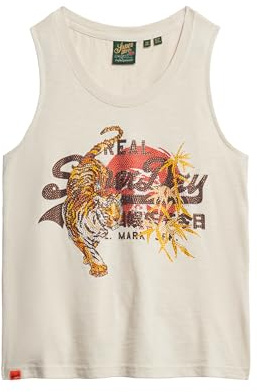 Superdry Damen Vintage Logo Tokyo Trägerhemd mit Rundhalsausschnitt