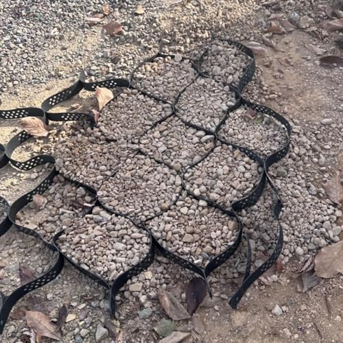 Stabilisateur de Gravier Grille Géo-grille De 5 Cm D'épaisseur, Grilles Stabilisatrices De Gravier Anti-déformation Noires Pour Pentes, Pavés D'herbe En Plastique Perméables(3.3ftx6.6ft(1mx2m))