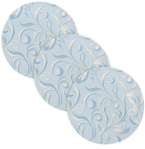 3 Pcs Trivet Set for Hot Pots and Pans 15in Cotton Thread Weave Hot Bowl Holder for Instant Pot Home Accessories Blue Fresh Flowers