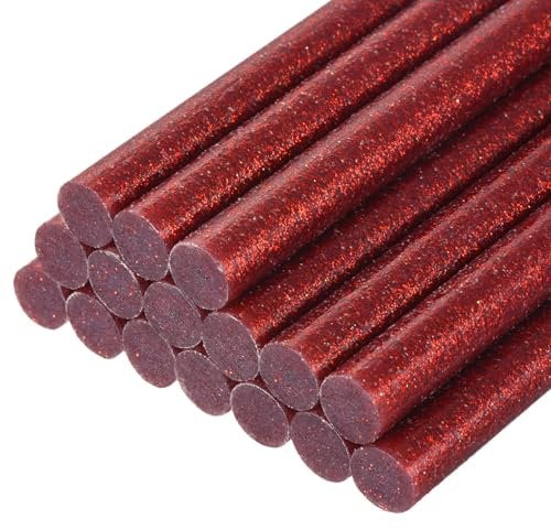 sourcing map 16pcs Mini Hot Glue Gun Sticks 11mm x 100mm Large Glue Sticks for Glue Gun, Glitter Red